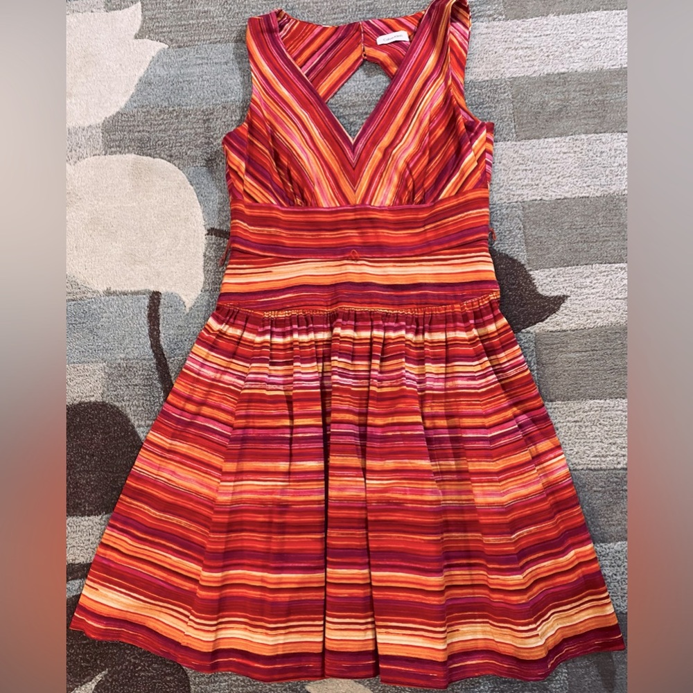 Calvin Klein Sleeveless Evening Sunset Fit & Flare Dress w Back Cutout